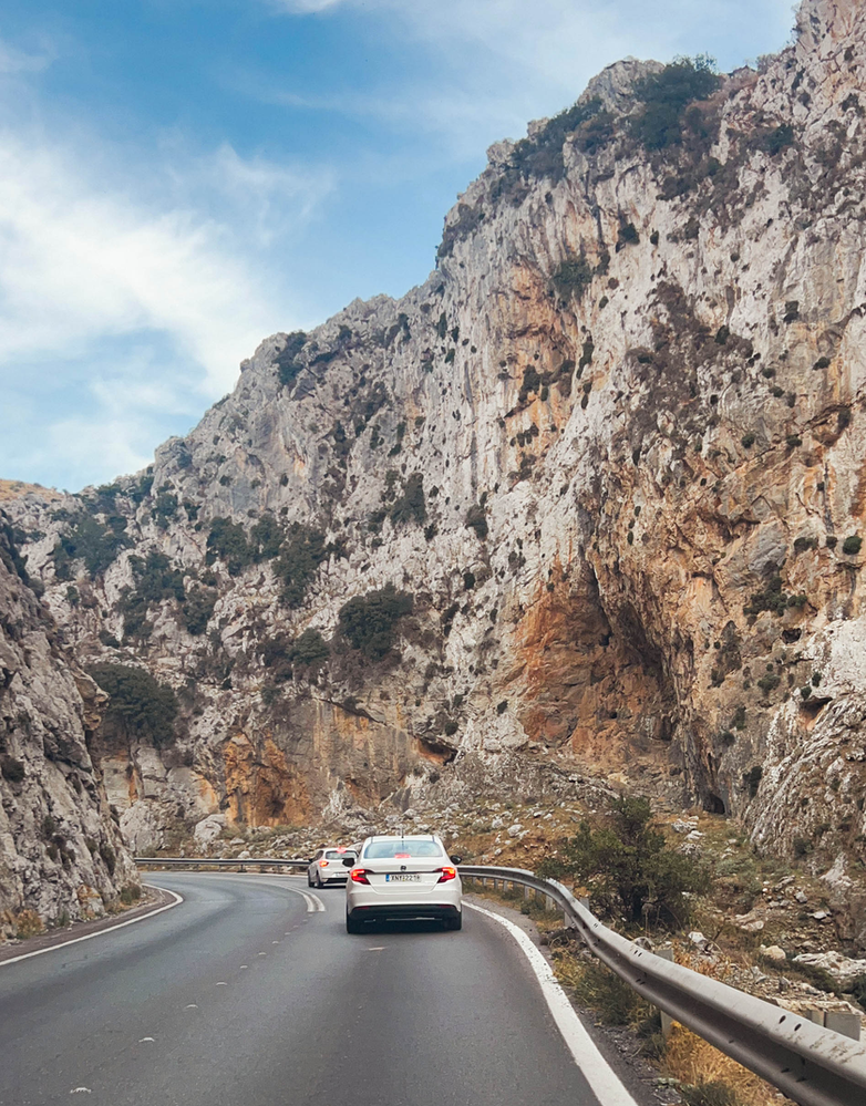 driving in the mountains in crete island greece